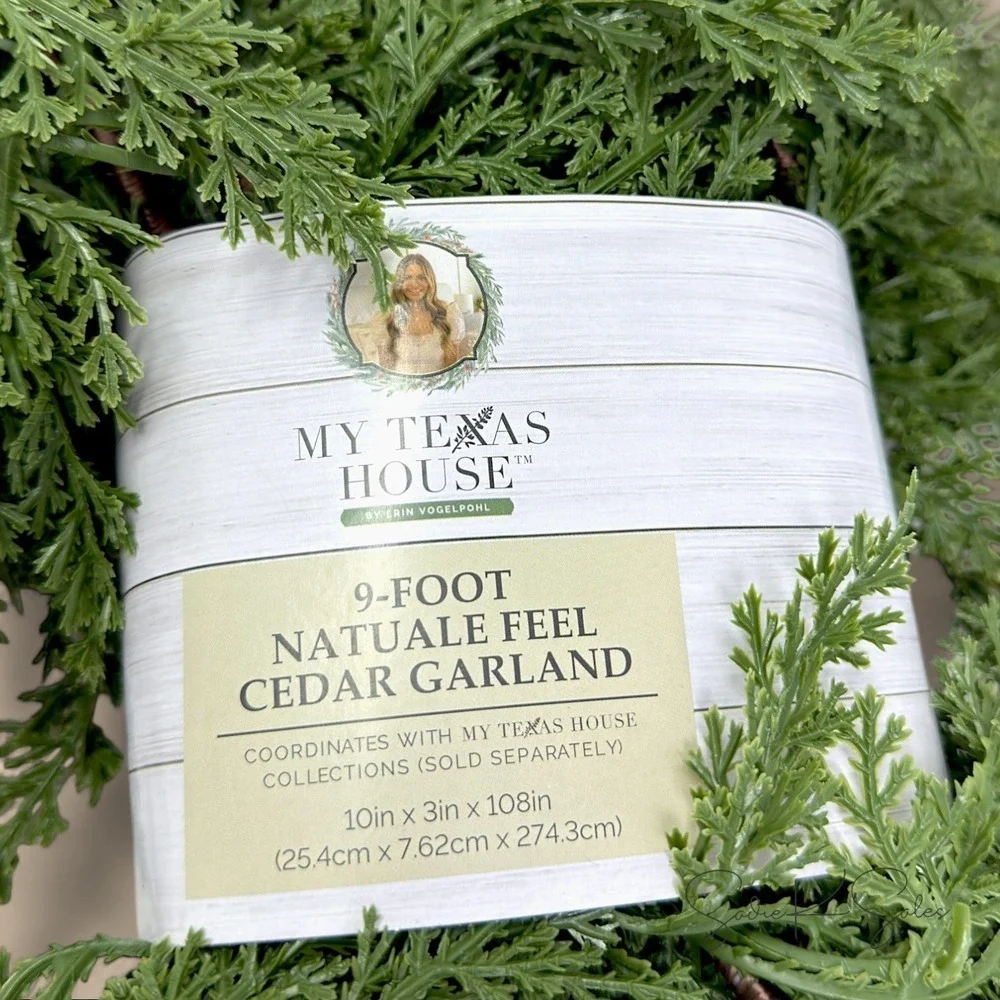My Texas House 9ft Natural Feel Cedar Green Artificial Christmas Garland